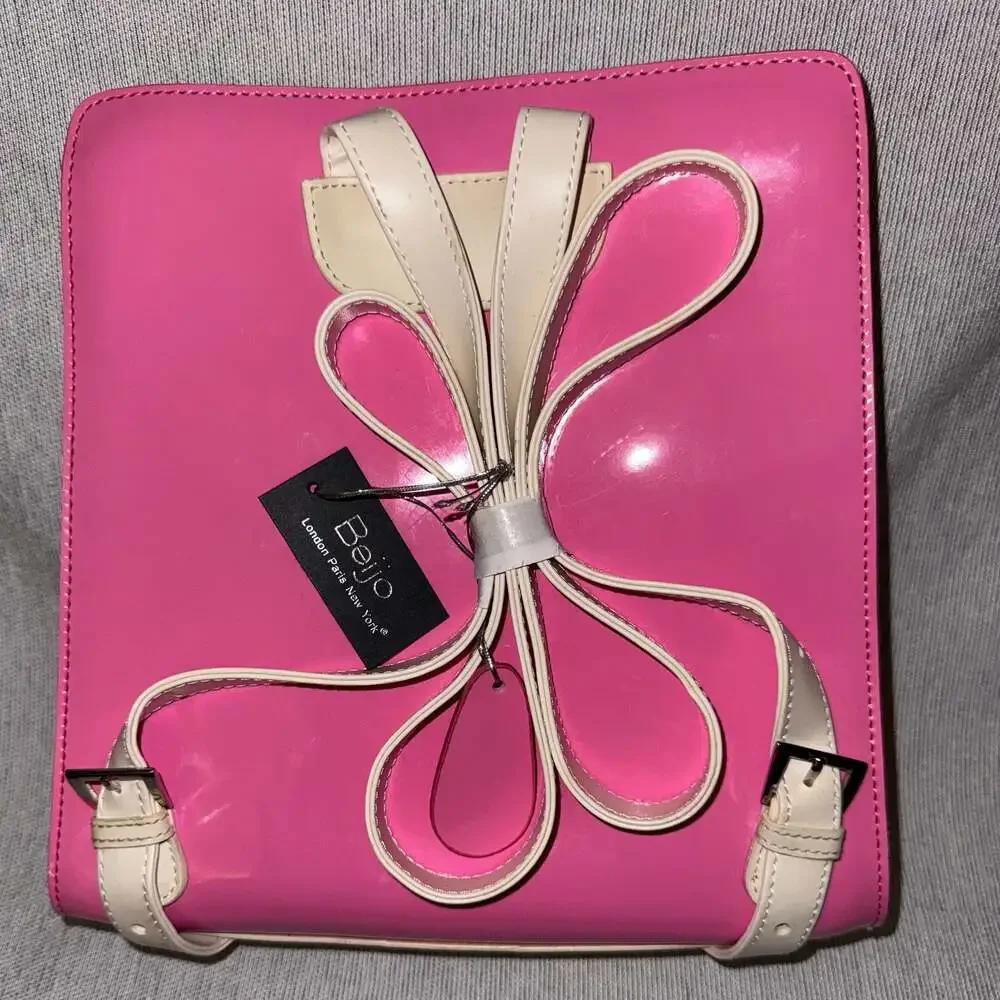 Beijo Hot Pink Patent Faux Leather Shoulder Bag Purse Y2K Barbiecore